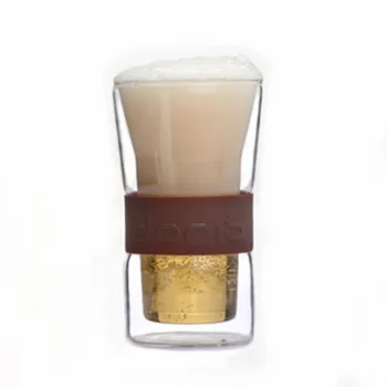 

Set of 2 -double wall Insulated clear beer glass cups for coffee water juice GLA-4308