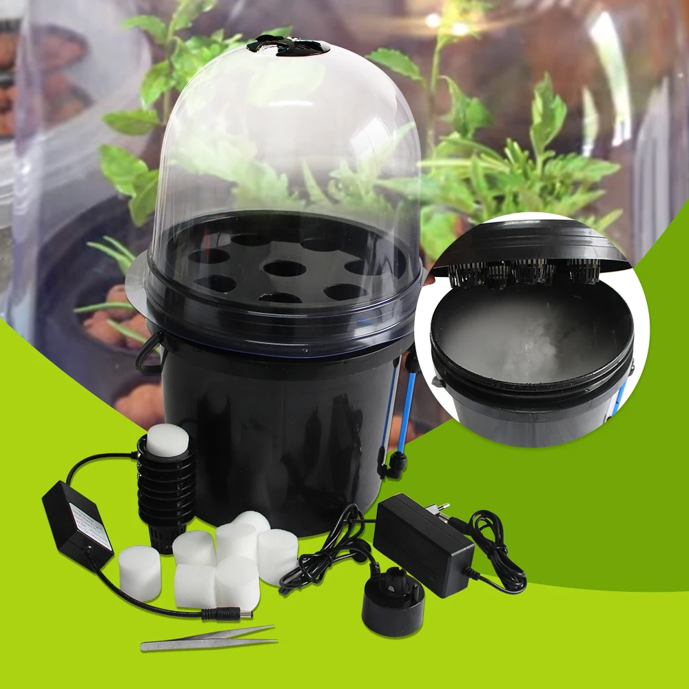 8Net Cup Mist Propagator Aeroponic Bucket With Cycle Timer Nursery Plant Culture 