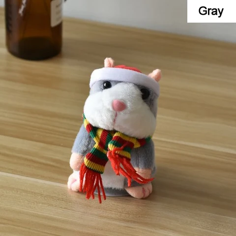 gray Рождественская говорящая игрушка-хомяк, плюшевая кукла, игрушки, мышь, питомец, звукозапись, плюшевая чучело хомяка, кукла для детей, подарки на день рождения - Цвет: gray