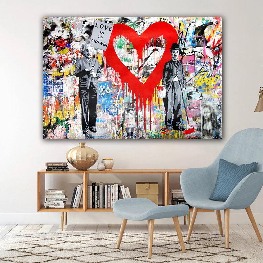 

Einstein Chaplin Art Posters Prints Street Wall Graffiti Art Canvas Paintings Abstract Banksy Wall Pictures Fashion Home Decor