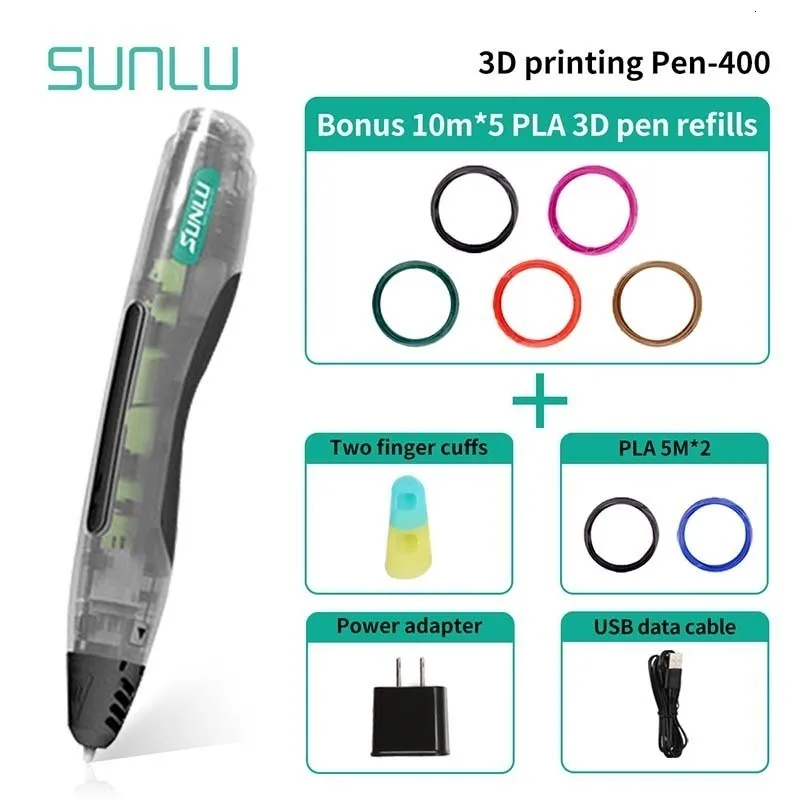 SUNLU 3D печать Ручка SL-400 коробка набор поддержка PLA нити 1,75 мм 3D волшебные ручки хорошие для детей Исследуйте интеллектуальные игрушки