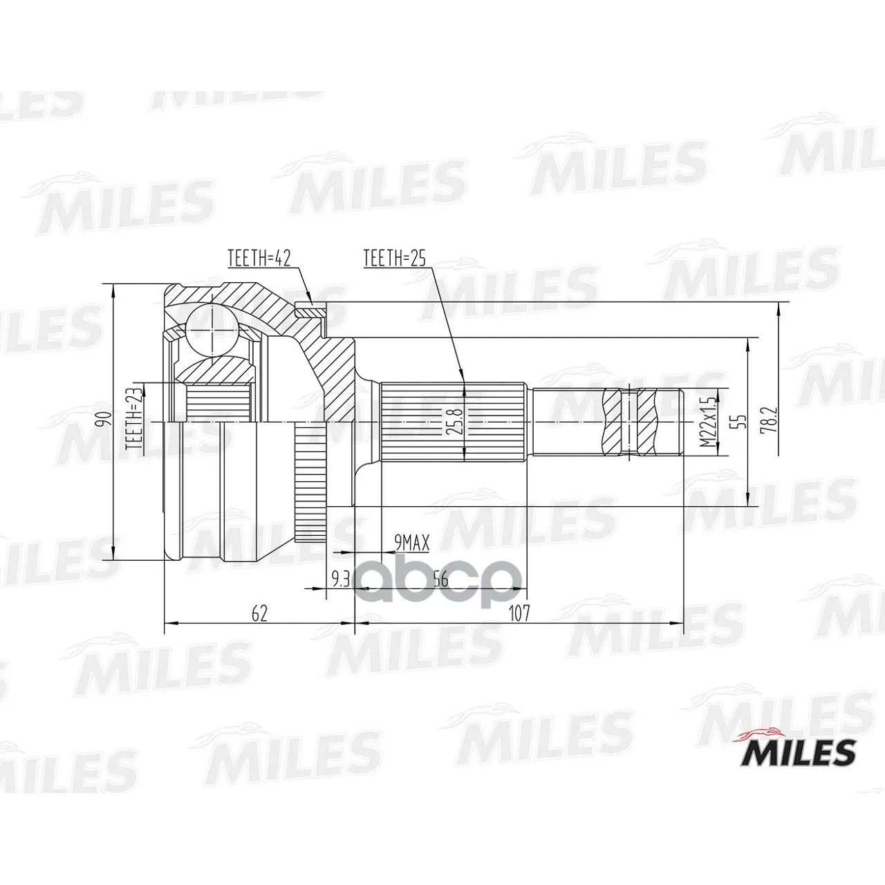 Шрус Nissan Almera N15/Sunny N14 1.6-2.0d 90-00 Нар. Abs Miles Ga20336 Miles арт. GA20336