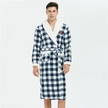 Коралловый флис домашняя одежда для мужчин кимоно купальный халат зимнее утолщенное ночное белье, пеньюар плед интимное нижнее белье одежда