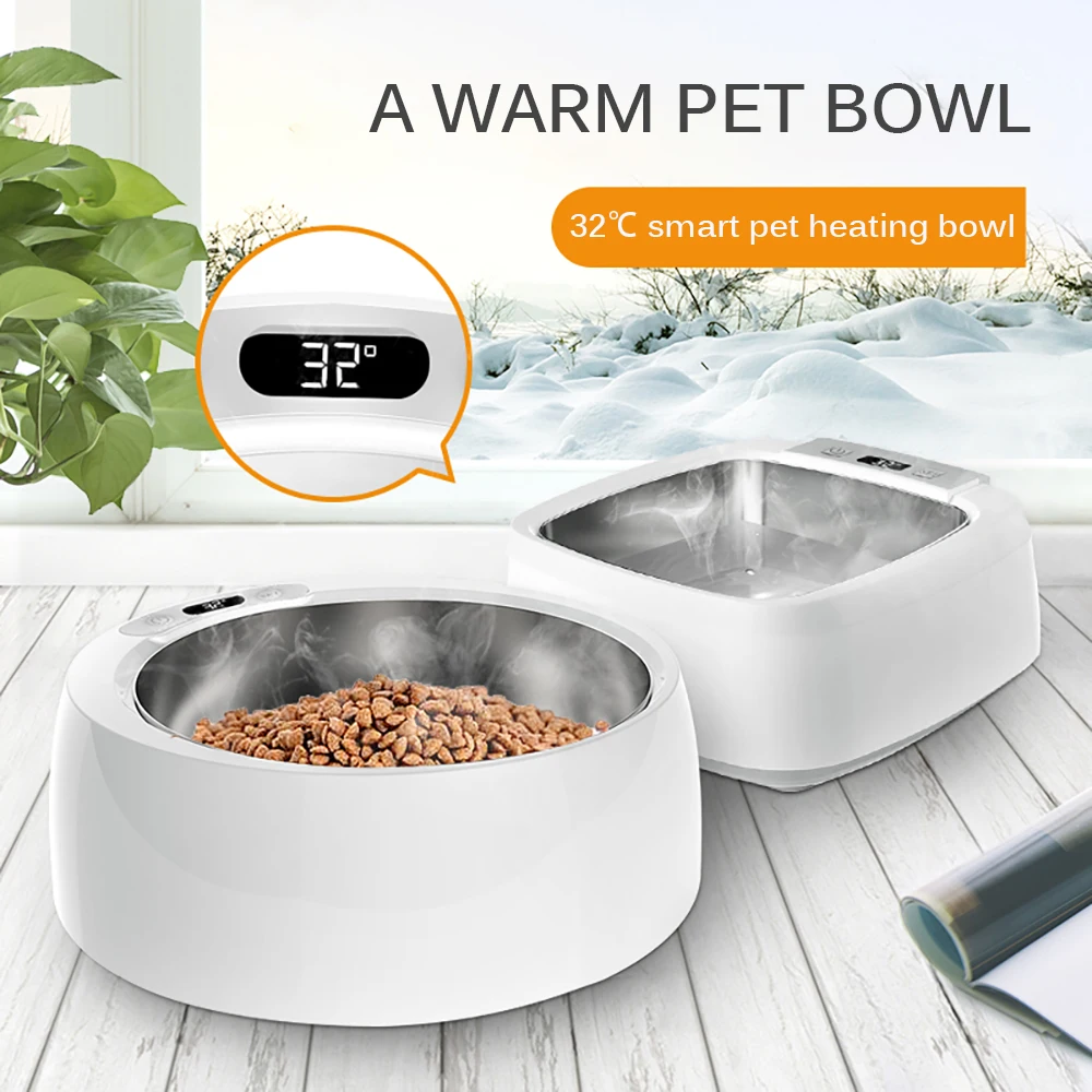 1.5L Adjustable Digital Display Thermostat Pet Bowl Travel Puppy Cat Drinking Water Bowl Outdoor Pet Water Dispenser Feeder
