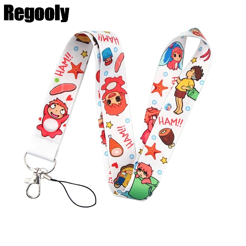 Ponyo on the Cliff Lanyard Badge ID Mobile Phone Rope Key Neck Straps Accessories webbings ribbons | Украшения и аксессуары