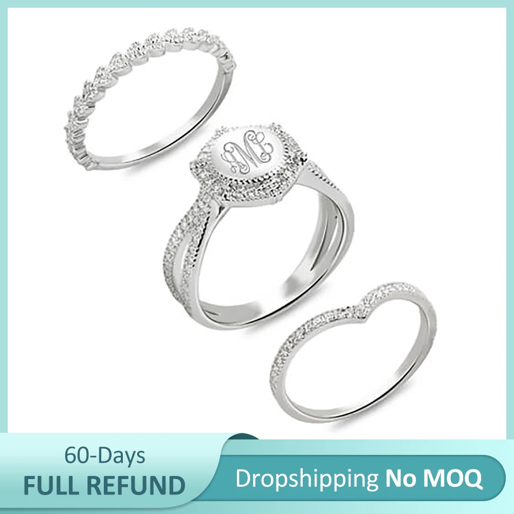 Sweey дропшиппинг индивидуальная гравировка штабелируемое монограммное кольцо