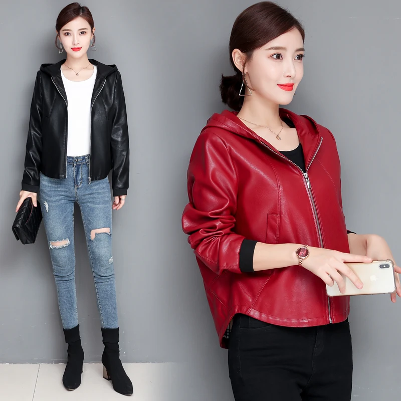 

New Fashion Large Size M L XL XXL 3XL 4XL Women's Leather Jacket 2019 Autumn Leather Jacket Women Leather Coat Female Jackets