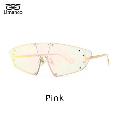 Umanco, новые трендовые большие сиамские солнцезащитные очки для женщин и мужчин, металлическая оправа, линзы переменного тока, роскошный бренд, для улицы, женские оттенки, подарки - Цвет линз: 03