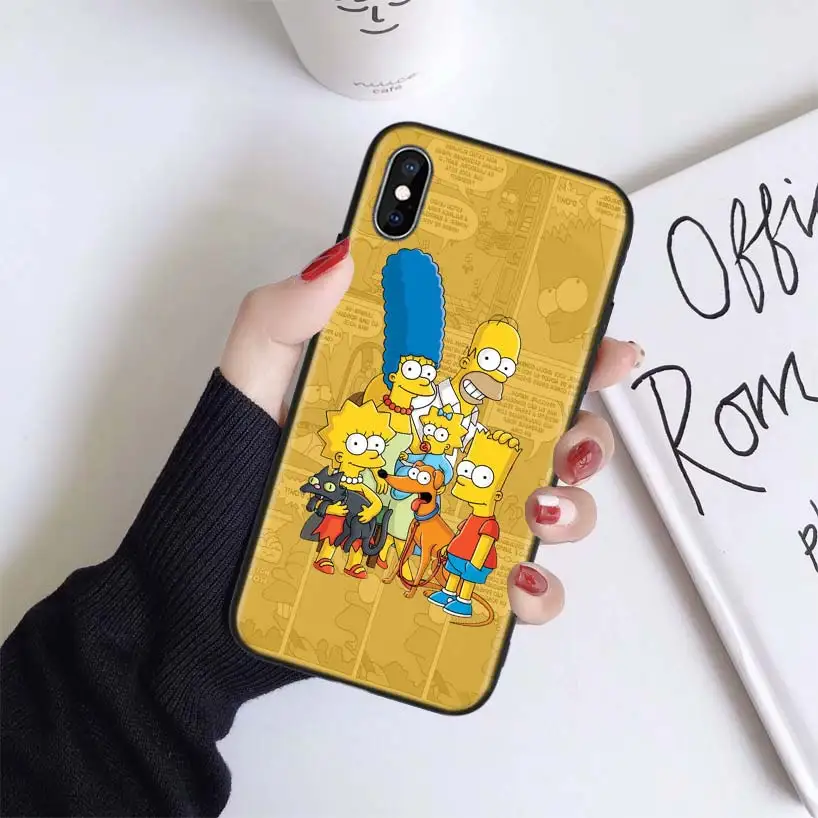 Чехол Симпсоны для Apple iphone 11 Pro XR XS Max X 7 8 6 6S Plus 5 5S SE Черный силиконовый чехол для телефона