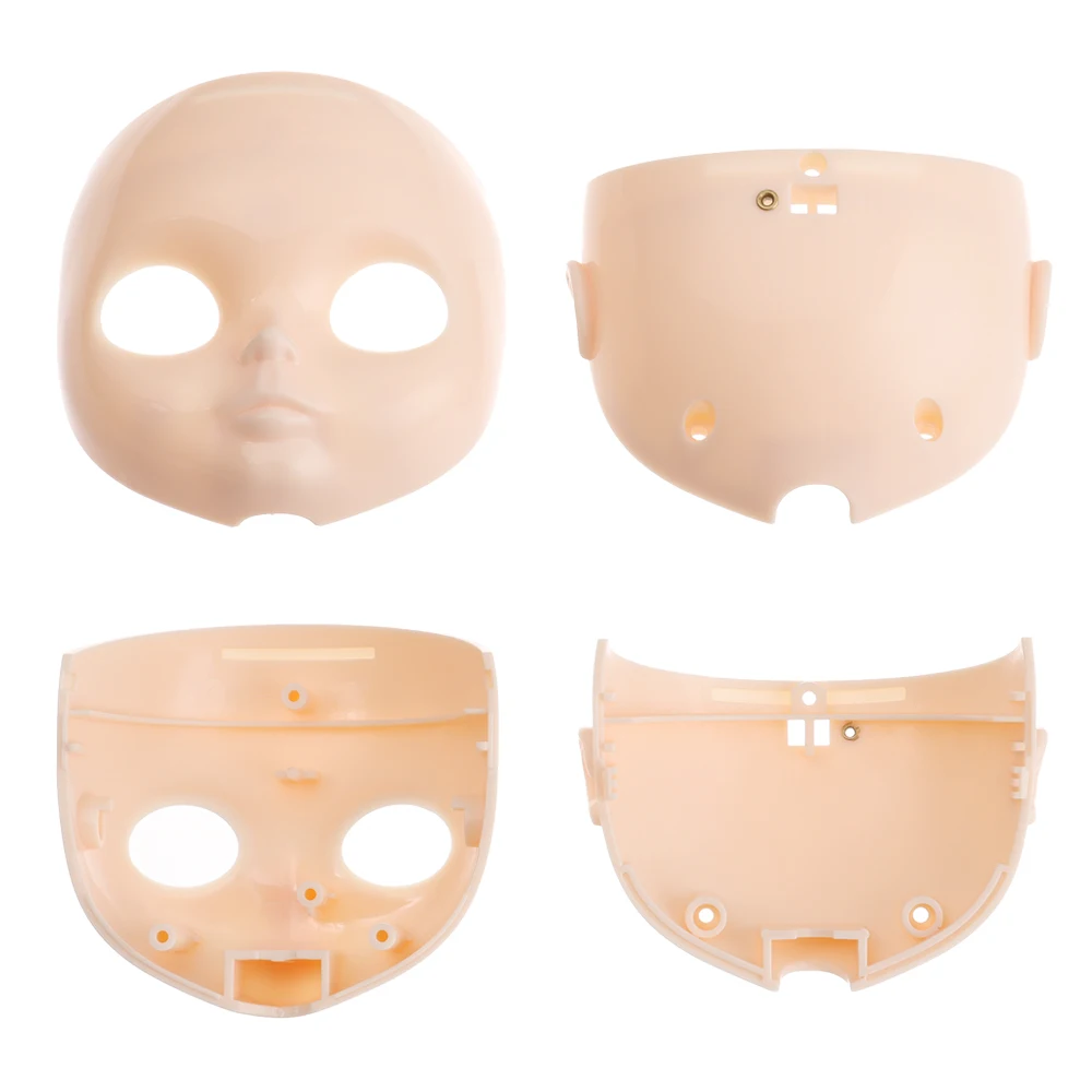 1/6 Doll Face With Screw Makeup Doll Heads Practice Model Plastic Factory Faceplate With Backplate Blyth Toy Accessory doll accessories