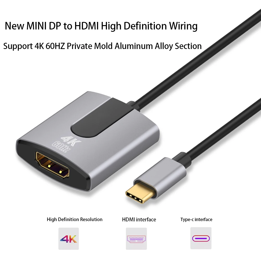 Type-C к HDMI Женский Кабель-адаптер HD Алюминиевый сплав кабель Поддержка HD 4K60Hz имеет хороший эффект рассеивания тепла Горячее предложение Новинка