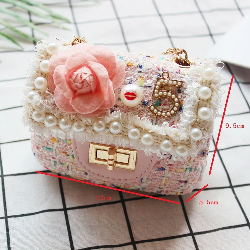 Chic Style Fashion Casual Wild Temperament Children's Shoulder Bag Cute Pearl Accessories Princess Bag Girls Messenger Bag