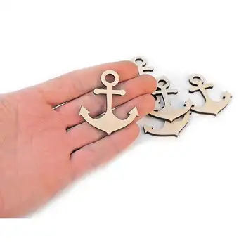 

5pcs. Wooden Anchor (5cm) Shape Ornaments Craft Decoration Gift Decoupage Unpainted Laser Cut 0262