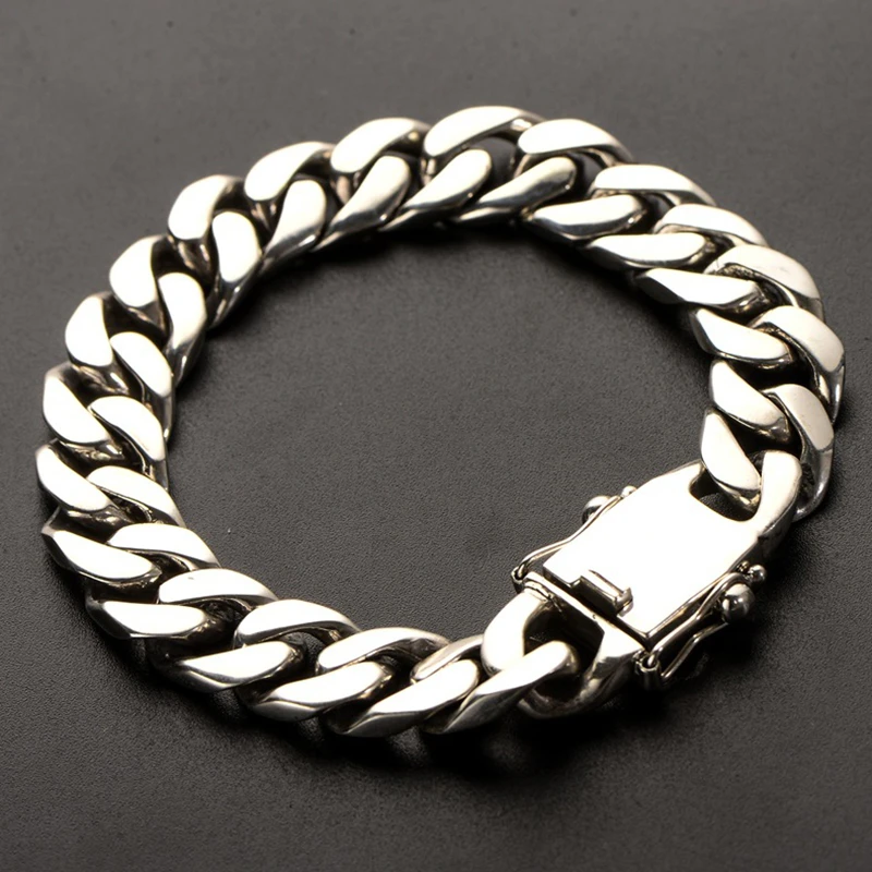 conformidad inferencia Muy enojado Pulsera de plata de ley 925 para hombre y mujer, Joyería Moderna, simple,  individual, gruesa, Vintage, envío gratis|Brazaletes de cadena y enlaces| -  AliExpress