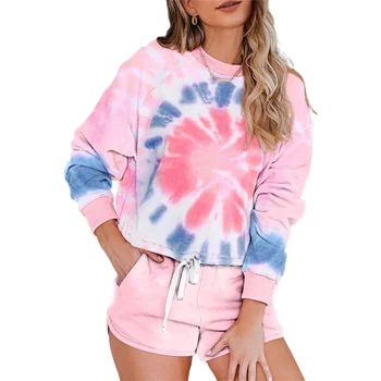 

Women's Long-Sleeve Top Lace-up Boxer Pullover Gym Loose Leisure Wear Home Casual Suit