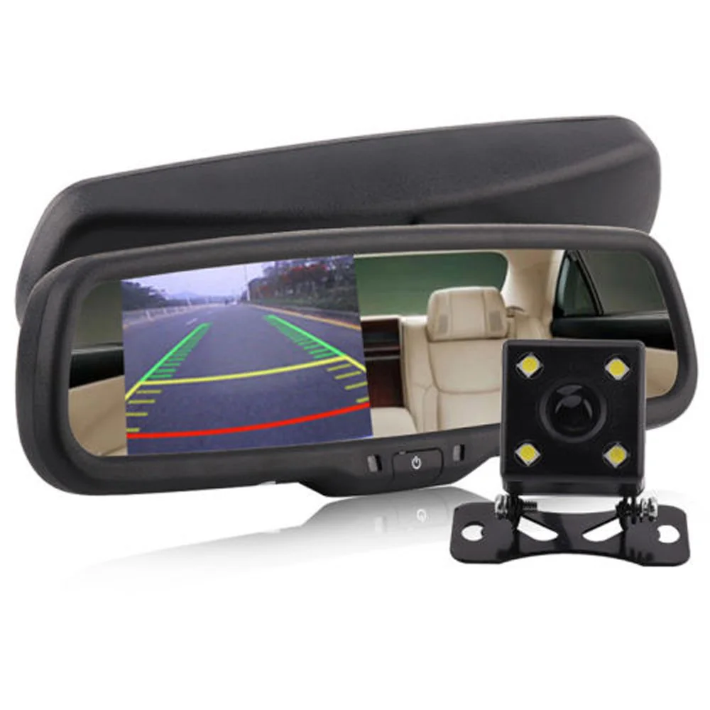 

Car Rearview 4.3" 16:9 LCD Screen Mirror Monitor Display Auto Dimming With Bracket + Camera Car Rearview Camera Universal