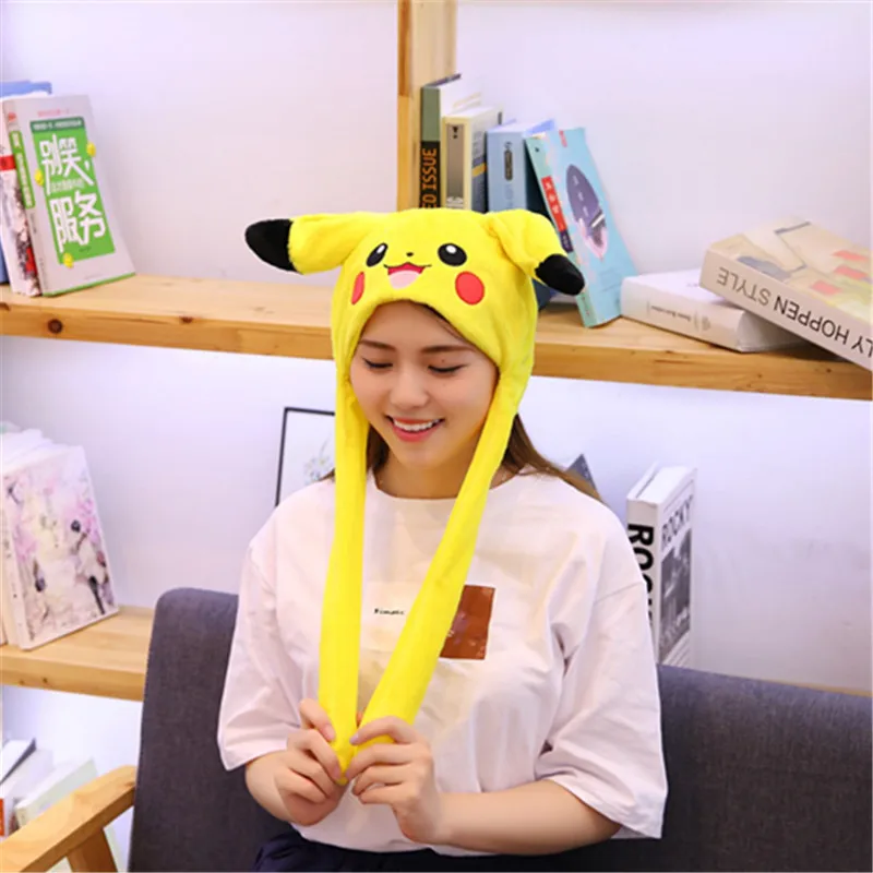 Explosion anime cartoon pikachu plush toy doll pikachu backpack moving ear cap creative personality gift ornament pendant