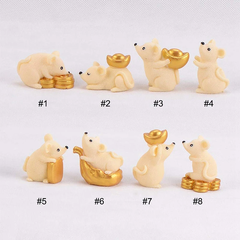  8 Pcs Miniature Rat Office Table Desk DIY Dollhouse Decorating Figurines Resin Money Adorable Rats 