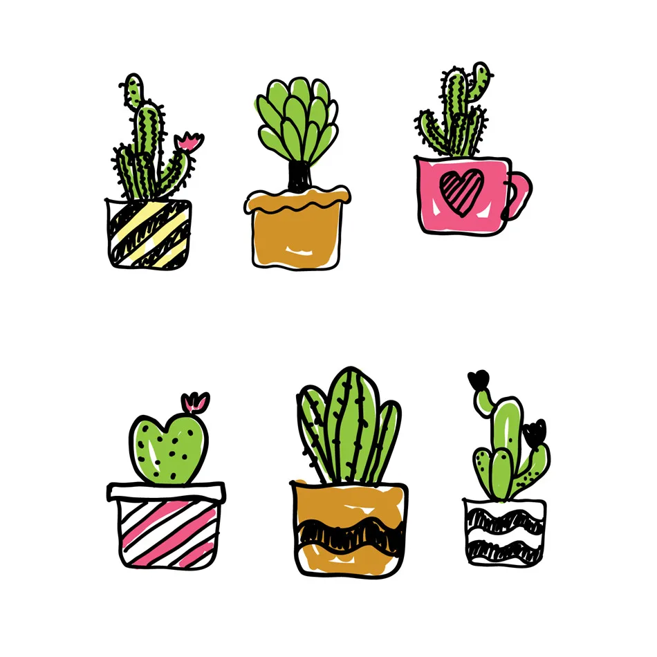 Potted Cactus and Potted Flower Plants Clear Stamps for Scrapbooking New Christmas Stamp for Photo Album Decorative Crafts