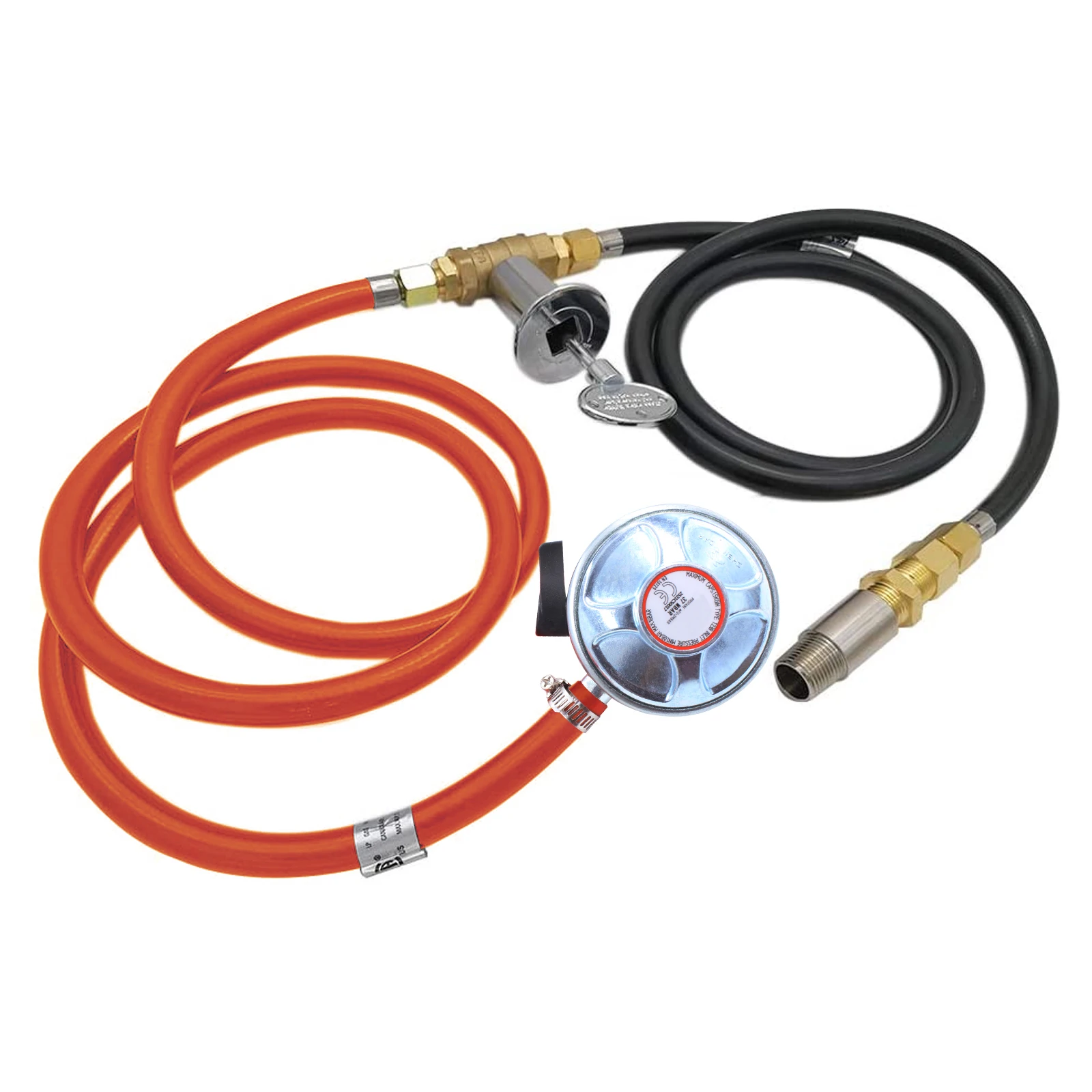 MENSI Propane Fire Pit Gas Control Assembly Kit Air Mixer Valve with Regulator for United Kingdom Max 90000 BTU without Burner