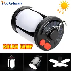 Plafonnier LED solaire pliable, Rechargeable par USB, lampe de poche d'urgence, luminaire décoratif d'intérieur, idéal pour le Camping, nouveau modèle 
