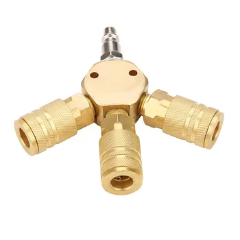 

Parts 3-way connector 1/4\" (F) NPT Air hose Manifold Quick Coupler Brass