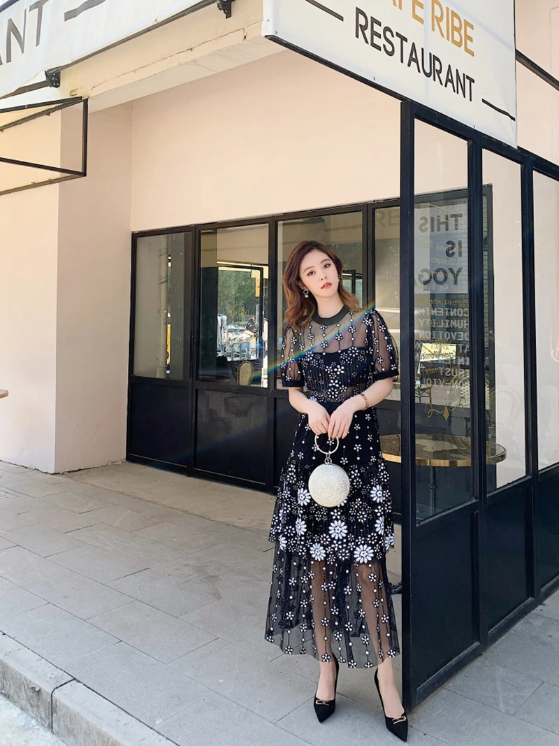 Женское платье с пайетками весеннее элегантное платье Макси женское платье миди с вышивкой длинное весенние праздничные вечерние платья дизайнерские