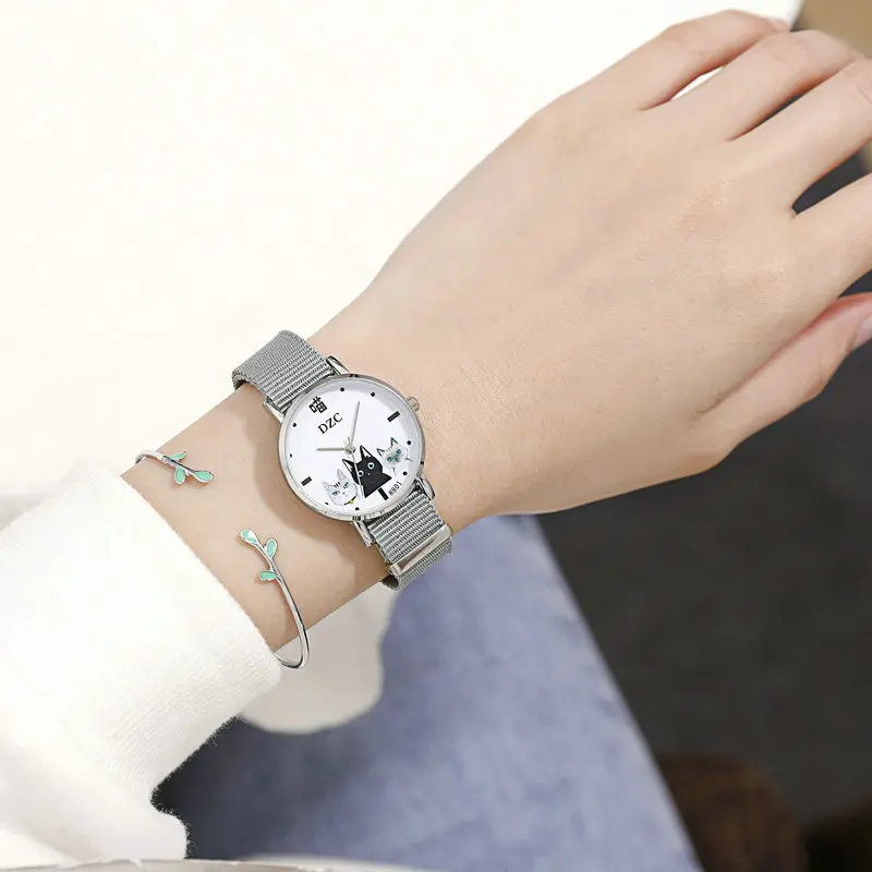 

Canvas Cute Watch Women's Middle School Students College Style Literature And Art Glorious Casual Korean-style Simple Retro INS