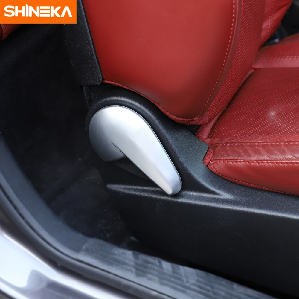  SHINEKA Carbon Fiber Car Interior Seat Adjustment Handle Decoration Cover Stickers For Dodge Challe