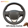 APPDEE Black Genuine Leather Steering Wheel Cover for Toyota RAV4 2013-2022 Toyota Corolla 2014-2017 Auris 2013-2016 ► Photo 1/6