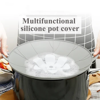 

silicone flower anti overflow pot cover silicone fresh-keeping lid rotatable pot cover kitchen gadget