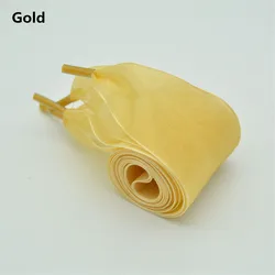 Elegant Wide White Chiffon Shoelaces with Silk Bow - 160cm (Gold)