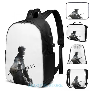 

Funny Graphic print Psycho Pass The Movie Art USB Charge Backpack men School bags Women bag Travel laptop bag