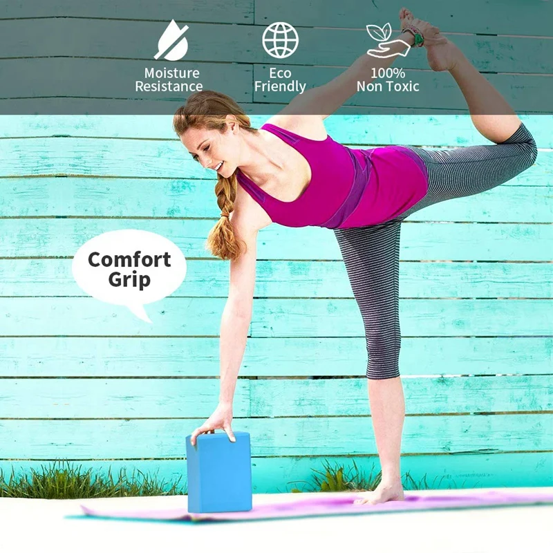 2 упаковки блоков для йоги, пенопластовый кирпич высокой плотности EVA обеспечивает стабильность баланса и поддержки, улучшает прочность и углубляет позы-отличный f