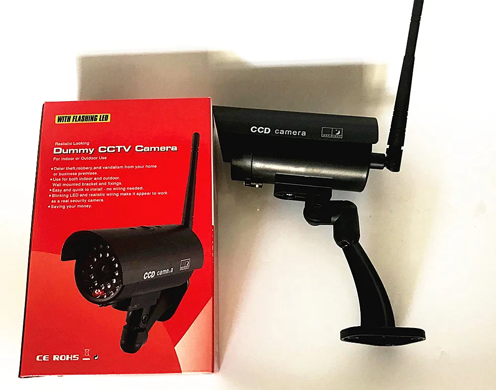 Dummy camera cctv video surveillance cameras w/ wifi antenna infared IR LED flashing battery powered security fake camera