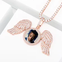 New Angel Wings Custom Photo Locket Pendant And Necklace Iced Out Cubic Zirconia Pendant Hip Hop Jewelry Gift For Men Women Gift New Angel Wings Custom Photo Locket Pendant And Necklace Iced Out Cubic Zirconia Pendant Hip Hop Jewelry Gift For Men Women Gift