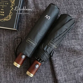 

Windproof Mens Umbrella Wooden Handle Automatic Rain Women Floding Sunny Umbrella Men Ombrello Decorative Umbrellas W