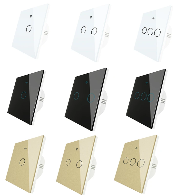 

MoesHouse EU 1/2/3 Gang WiFi Smart Switch RF433 Remote Control Glass Panel Light Switch Smart Life Alexa Google Home