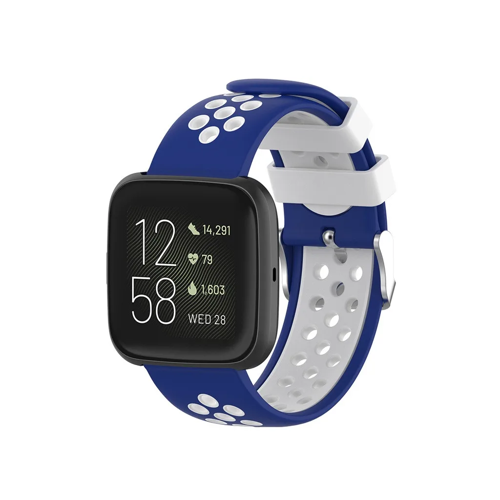 Двухцветный силиконовый ремешок на запястье для Fitbit Versa 2, ремешок для умных часов, сменный ремешок для мужских часов, ремешок для женских и мужских часов, дышащий браслет, 19 октября