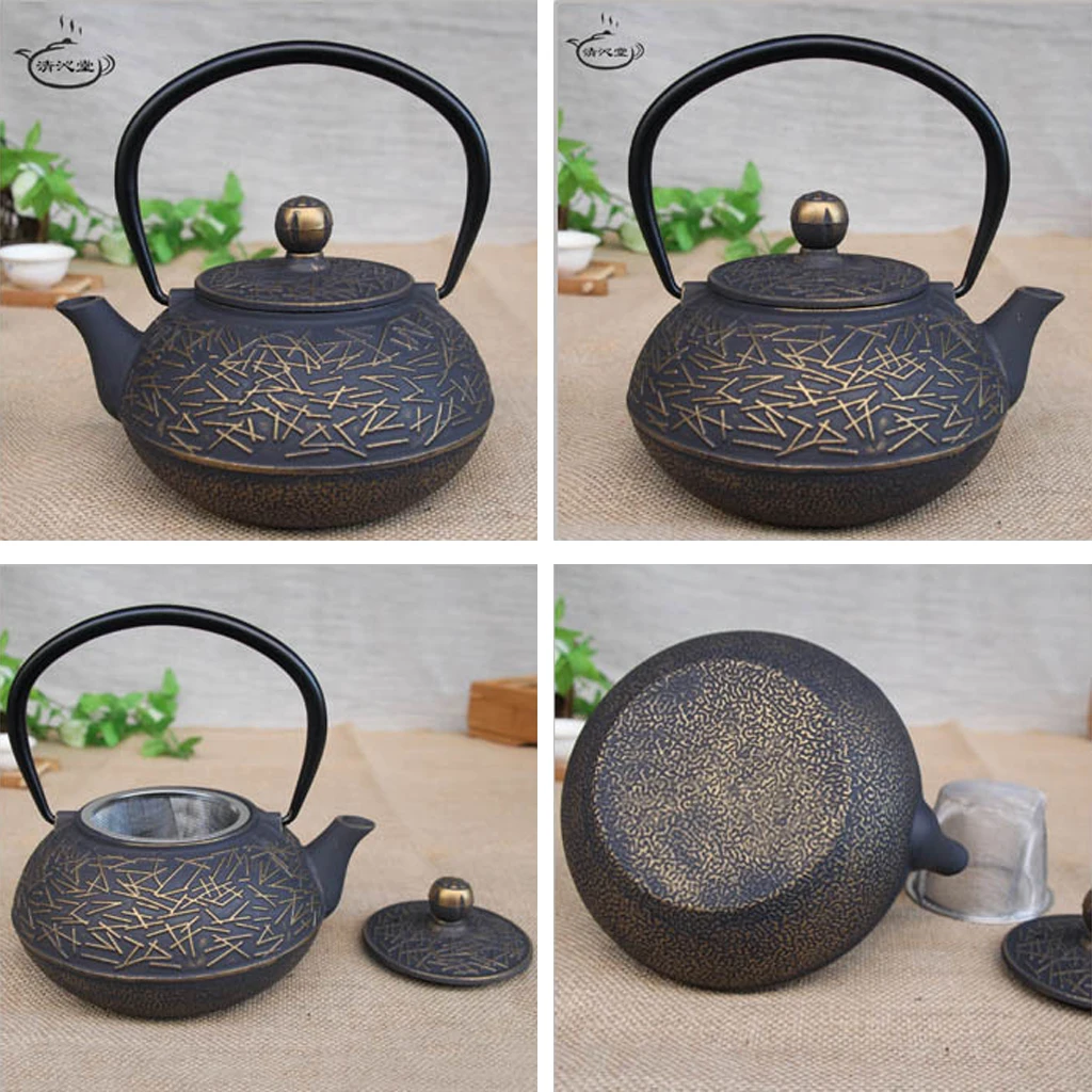 Japanese Black Cast Iron Tea Teapot Kettle Trivet Strainer Gift 9 Patterns