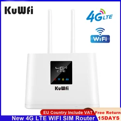KuWFi – routeur wi fi 4G LTE 150Mbps débloqué, Modem avec 2 antennes externes, Port WAN/LAN, fente pour carte SIM, tva incluse 