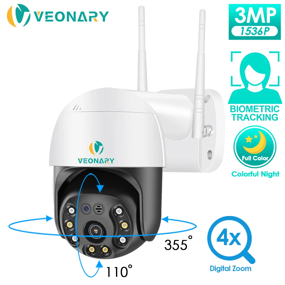 VEONARY 1536P 3MP PTZ Скорость купол Беспроводной Wi Fi безопасности Камера 4x цифровым зумом