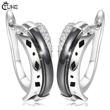 Серьги-гвоздики женские модные свадебные милые Креативные ювелирные изделия здоровые керамические u-образные серьги с кристаллами натуральные женские серьги из циркония