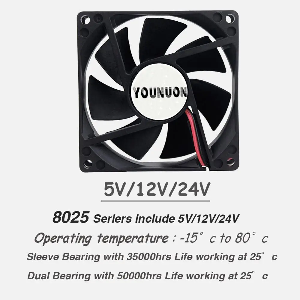 Brushless Cooling Fan para pc Case Dual Ball Bearing Radiator Ventiladores Mais Gelados Manga Bola Dupla dc 5v 12v 24v 80 mm 8025 80x80x25 mm - Imagem 3