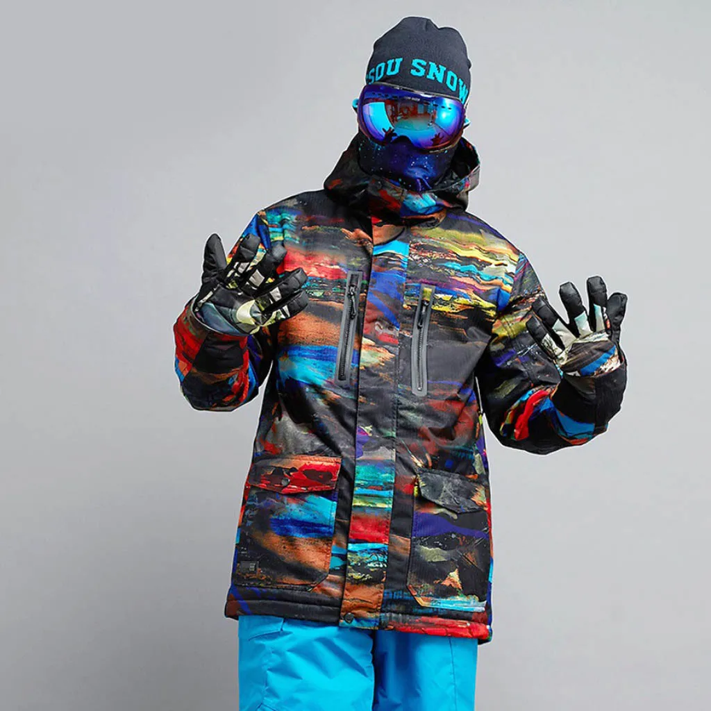 Men's Mountain Waterproof Ski Jacket Windproof Rain Coat Thermal Skisuit Snowsuit Camouflage