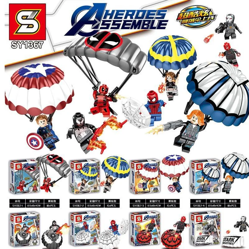 

8pcs/lot Avengers 4 Endgame Marvel Super Heroes Iron Man Spiderman Hulk Venom Building Blocks Model Children Gift Toys No Box