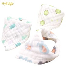 Hylidge двойной оснастки Регулируемый нагрудник малыша нагрудник для кормления толстые 8 слоев хлопок марлевые нагрудники детские треугольные слюны полотенце