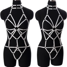 Набор ремней для тела Pole Dance Жгут Бюстгальтер белый выдалбливают ноги пояс с резинками, Фетиш бондаж белье Pole Dance Goth Rave клетка для тела