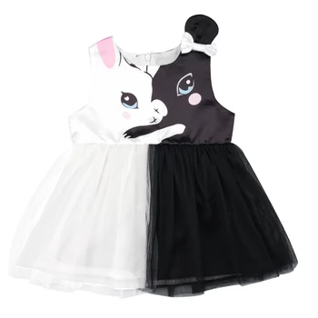 

Baby Sleeveless Dresses Summer Casual Baby Girls Sleeveless Animal Patchwork Design Dress With Bowknot Kids Mesh Dresses