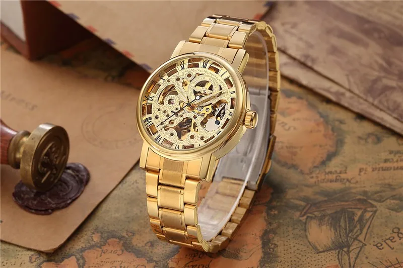 Модные механические часы Winner, роскошные светящиеся автоматические часы, мужские часы из нержавеющей стали с прозрачным циферблатом, спортивные часы